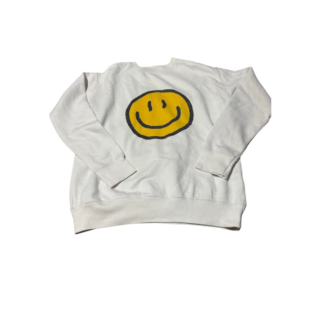 Vintage Havana m 10/12 white long sleeve yellow smiley face sweatshirt euc